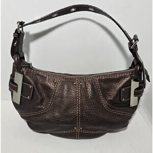 CROMIA Italy Gorgeous Bronze Tone Leather Medium Hobo Satchel Handbag In EUC